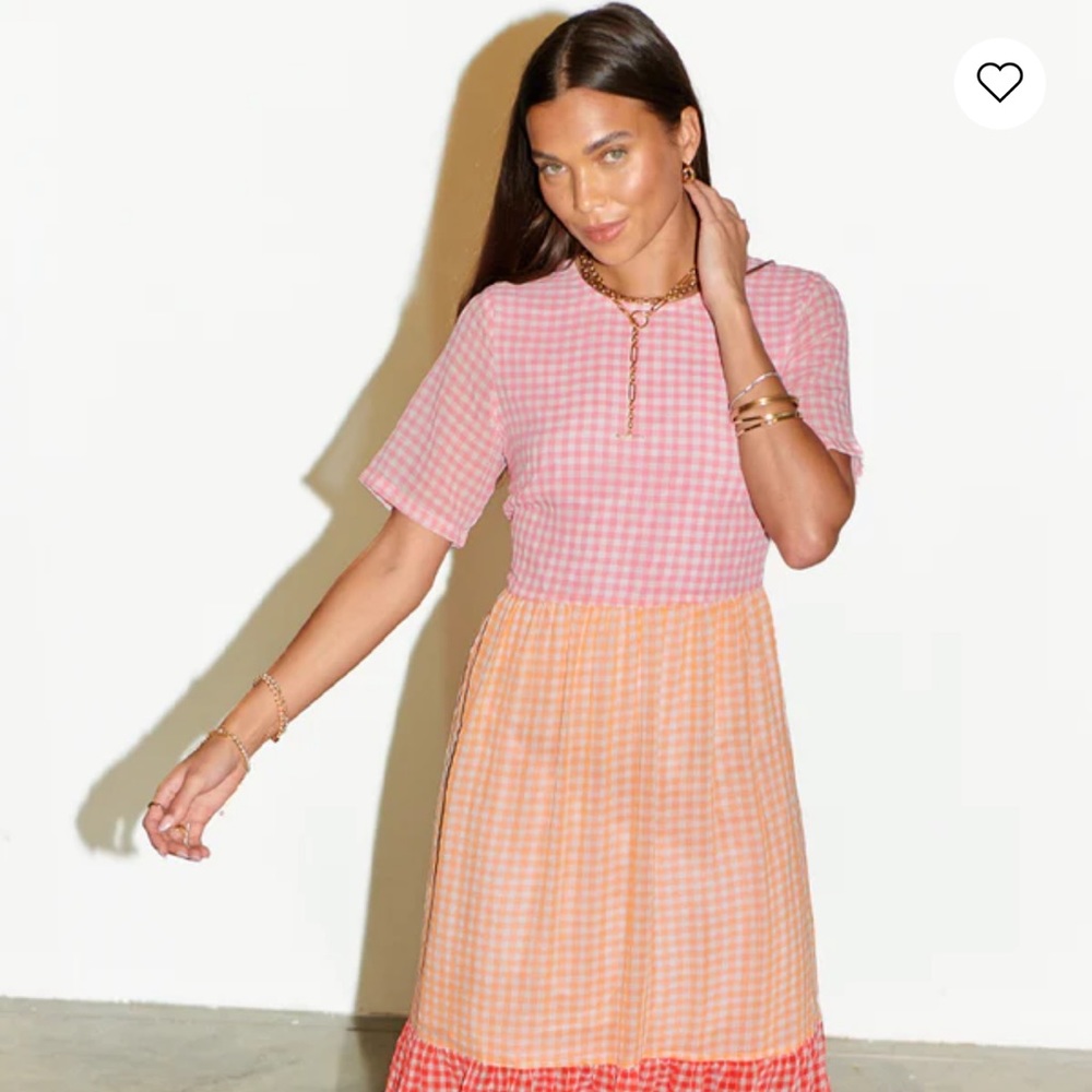 Never Fully Dressed Pink Clash Check Dress Maxi **Plus size**